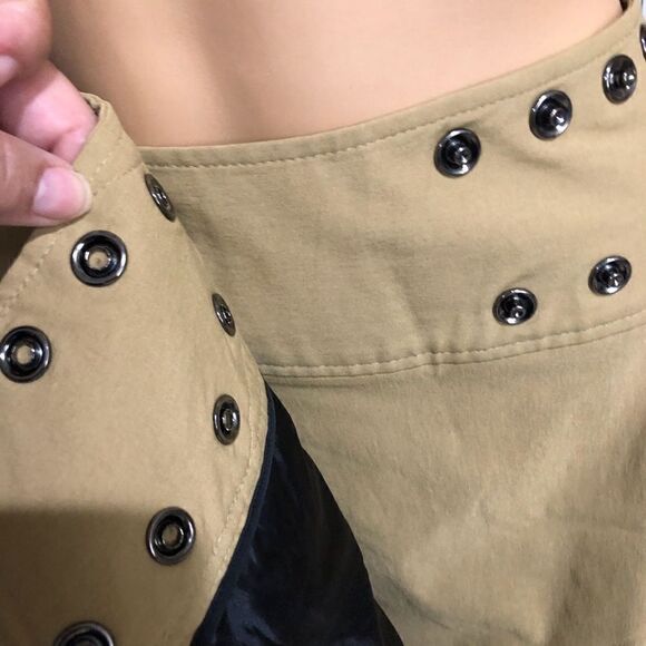 Rare Jamie Sadock Adjustable Snap Geometric Tan Black Pocket Mini Skirt Sz XS-S - Picture 10 of 14